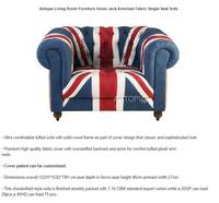 Meubles de Salon antiques L'union Jack Fauteuil Tissu Siège Unique Canapé