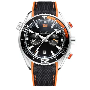 High End Luxury Branded Watch Chronograph Style With Date And Time Rubber Strap Mechanical Mens Watch