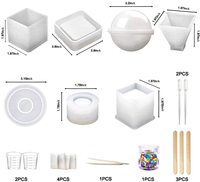 Kit de moules en silicone pour résine, 20 pièces, moules en résine époxy, décoration de la maison, fabrication de sous-verres, ensemble complet d'outils