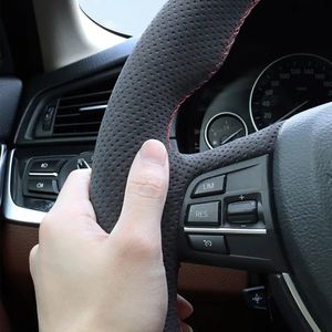 Funda de Volante Cosida a Mano en Cuero Gamuza para <span class=keywords><strong>Hyundai</strong></span> Ix35 <span class=keywords><strong>Tucson</strong></span> 2, Estilo Deportivo de Fibra de Carbono, Accesorio <span class=keywords><strong>Interior</strong></span>, Modelos 2011-2015 - Product Image 2