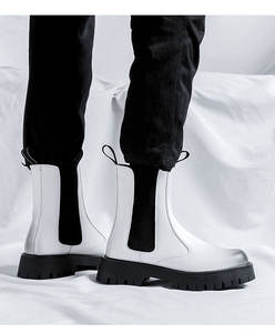 Stivali da <span class=keywords><strong>uomo</strong></span> 2024 primavera autunno <span class=keywords><strong>bianchi</strong></span> Martin alla moda stivali Chelsea alti con nuovo colore lucido in pelle 5686-R/soletta in Pu - Product Image 2