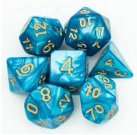 Udixi Dés Polyédriques en Acrylique Marbré, Jeu de 7 Dés pour Jeux de Rôle D&D Donjons et Dragons, Logo Personnalisé