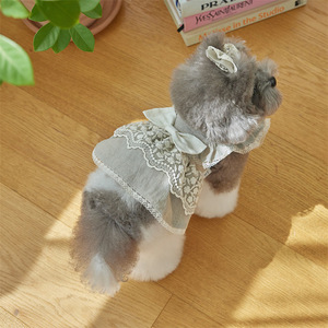 Vestido Floral de Algodão Puro com Renda para Cães e Gatos, Design de Princesa, Roupa para Cães Pequenos Maltês, Atacado - Product Image 4