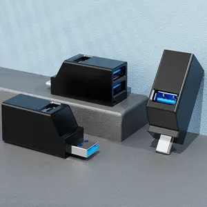 Hub USB 3.0 Tipo-C de Aluminio <span class=keywords><strong>Mini</strong></span> de 3 Puertos Negro/Gris para <span class=keywords><strong>Mac</strong></span>, PC y Teléfono Móvil, <span class=keywords><strong>Venta</strong></span> Caliente de Fábrica - Product Image 1