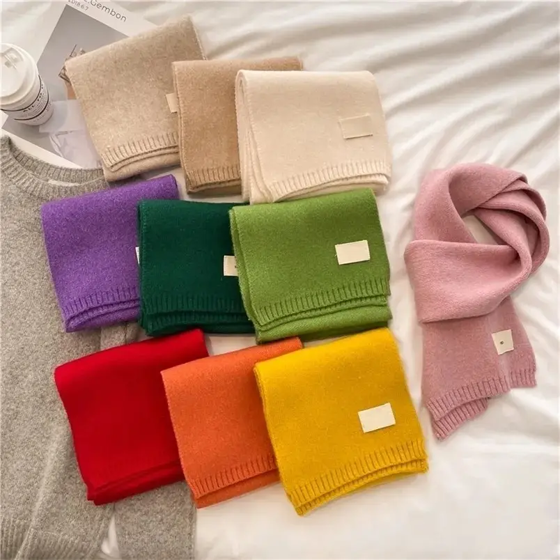 Hàng Mới Về 2023 Khăn Quàng Cổ Cashmere Dệt Kim Sườn Màu Trơn Phù Hợp Với Mọi Loại Thời Trang Xuân Thu Đông