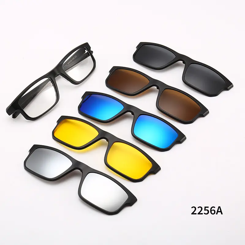 Armação de óculos 5 em 1, armação de óculos de grau 5 em 1, ímã, lentes de intercâmbio, óculos de sol com lentes magnéticas polarizadas