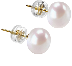 Boucles d'oreilles clous PAVOI en or 14 carats avec perles de culture d'eau douce blanches rondes - 5,5-6 mm Chine - Product Image 1