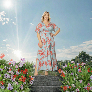 Nouvelle Collection Été – Robes Décontractées Plissées Col V pour Femme, Style Vacances, Imprimé Floral Chinois, Manches Courtes, Grandes Tailles - Product Image 2