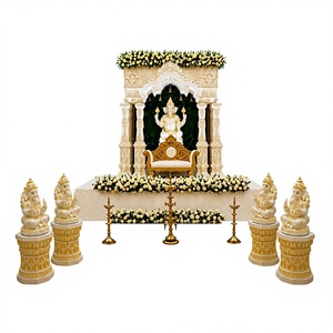 Scène de réception traditionnelle la plus vendue, décor majestueux blanc et or, scène de mariage temple, scènes de mariage hindoues royales en fibre sculptée - Product Image 2