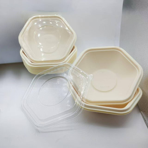 750ml 1000ml 1300ml 1600ml Biodegradable Disposable Square Salad Bowl Bagasse <b>Takeaway</b> Food Packaging Lid Party Heat Resistant - Product Image 1