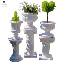 Pots à fleurs en marbre faits à la main de haute qualité, sculptures de piliers en pierre personnalisées pour la décoration de la cour et de la maison