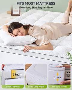 Cubrecolchón <span class=keywords><strong>de</strong></span> Espuma Viscoelástica Triturada <span class=keywords><strong>de</strong></span> 3 Pulgadas con Funda <span class=keywords><strong>de</strong></span> Rayón <span class=keywords><strong>de</strong></span> Bambú, Protector <span class=keywords><strong>de</strong></span> Colchón Transpirable con Laterales <span class=keywords><strong>de</strong></span> Malla - Product Image 6