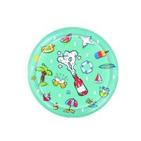 Alfombra de Juego Acuática Redonda de PVC Inflable con Diseño de Dibujos Animados para Perros y Gatos, Fácil de Guardar, Juguete para Exteriores con Diseño de Lunares