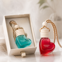 Diffuseur d'arômes pour voiture en verre transparent en forme de cœur élégant, pendentif, désodorisant pour voiture, cadeau romantique