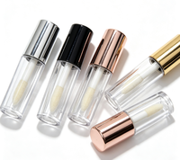 Flacons de brillant à lèvres portables de voyage, vides, avec capuchon doré électroplaqué, anti-fuite, pour huile à lèvres cosmétique DIY