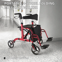 Déambulateur pliant portable FIZHAO à 4 roues avec siège pour personnes âgées, chariot de courses, certifié CE, capacité 136 kg, frein à traction linéaire 1
