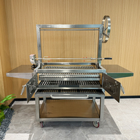 Barbecue au charbon de bois de luxe haut de gamme avec construction en acier inoxydable, chariot à hauteur réglable, montage facile