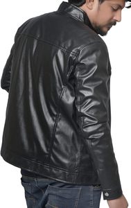 Veste d'hiver décontractée pour hommes en gros, nouveau design, col montant, veste en jean et cuir tendance avec logo frontal, prix abordable, Pakistan - Product Image 4