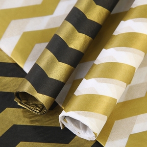 Gold Stamp Irregular Stripes Tissue <b>Paper</b> Double Side Metallized Gift Craft <b>Paper</b> 17gsm Offset Printing Compatible - Product Image 1