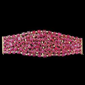 Premium 18K Gold Plated Wide Spinel Stones And Diamond Cuff <b>Bracelet</b> Uncut Cabochon Stones <b>Bracelet</b> Jewellery For Women - Product Image 1