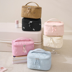 Speed And Constancy Cosmetic Storage <b>Bag</b> Rose Pink Large Capacity Travel Makeup Organizer With Brush Compartment For Women - Product Image 4