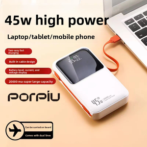 Banque d'alimentation portable 20000mah pour ordinateur portable avec sortie PD45W affichage LED à charge <span class=keywords><strong>super</strong></span> rapide câbles et lanière intégrés - Product Image 6