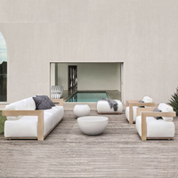 Juego de Sofás de Teca para Exteriores de Estilo Nórdico Moderno, Muebles de Lujo para Exteriores de Hotel, Sofá de Patio, Sillón de Jardín, Fabricante