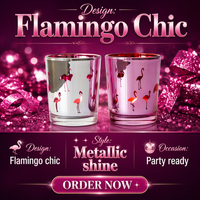 Porte-bougie en verre sculpté Flamant rose, en coffret, pour décoration de dîner aux chandelles de mariage, ornements pour la Journée nationale des Bahamas et la Journée des Morts mexicaine