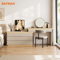 Commode de maquillage de luxe en contreplaqué laqué, meuble de dressing