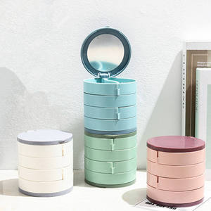 2026 New Hot Sale Rotating Jewelry Storage <b>Box</b> Cosmetics Organizer With Mirror <b>Earring</b> Ring Jewelry Casket - Product Image 2