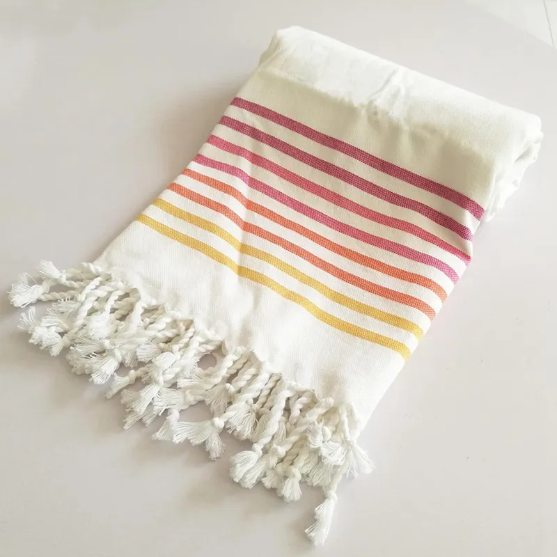 Fashion design turkish beach towel 100% cotton custom turkish beach towel with tassels towel