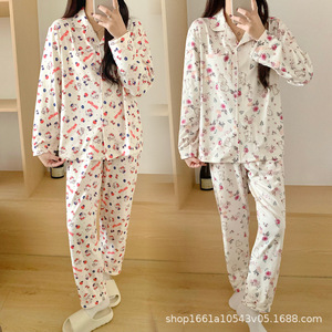 Otoño Invierno ropa informal Pijamas <span class=keywords><strong>de</strong></span> terciopelo manga larga XL tamaño cintura elástica ropa <span class=keywords><strong>de</strong></span> casa <span class=keywords><strong>para</strong></span> Mujeres Hombres estilo Ins logotipo frontal - Product Image 3