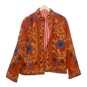 Handmade Suzani Embroidery Women's Autumn/Winter Outdoor <b>Jacket</b> Cotton Woven <b>Quilted</b> Eco-Friendly Quick Dry Floral <b>Pattern</b> - Product Image 1