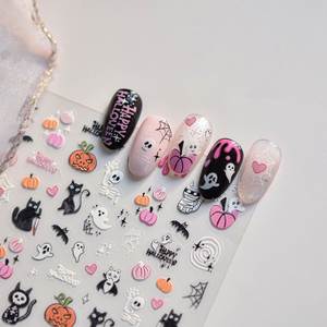 Adesivi per Unghie 5D Halloween 6*8cm, Decorazioni con Testa di Zucca in Rilievo, Adesivi Gotici con Fantasmi, Teschi e Ragni, Decalcomanie per Tatuaggi - Product Image 2