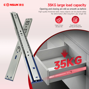 <span class=keywords><strong>Riel</strong></span> Deslizante <span class=keywords><strong>para</strong></span> Cajón de Cocina con Rodamiento de Bolas Consun, Extensión Completa, Apertura por Presión, Cierre Suave, Telescópico - Product Image 1