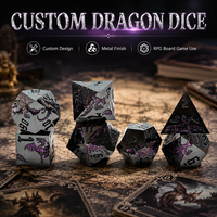 Ensemble de dés en alliage de zinc polyédrique Mica Green Dragon 7 Pcs fait à la main
