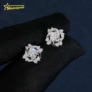Boucles <span class=keywords><strong>d</strong></span>'oreilles Iced Out en Moissanite plaqué or sur argent sterling 925, testées au <span class=keywords><strong>diamant</strong></span>, prêtes à l'expédition, à prix abordable, avec fermoir à vis - Product Image 1