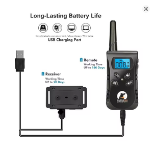 <span class=keywords><strong>Collier</strong></span> anti-aboiement étanche IPX7 <span class=keywords><strong>pour</strong></span> <span class=keywords><strong>chien</strong></span>, rechargeable, en plastique, sans choc, avec bip et vibration, entraînement inclus, télécommande - Product Image 4