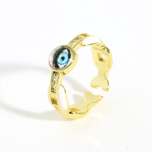 Anillo de Ojo de la Suerte Chapado en Oro con Esmalte Colorido y Cola de Pez, Anillo Ajustable de Estilo Único, Apto para Hombres y Mujeres - Product Image 3