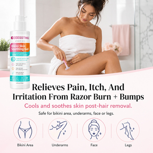Gel apaisant de haute qualité à formule douce pour les soins quotidiens après l'épilation, hydratant la peau endommagée, zones intimes, peau du bikini - Product Image 5