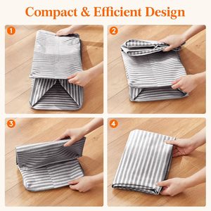 Wholesale Selfstanding Foldable Dirty Laundry Basket Rectangular Stripe Collapsible Toy Storage <b>Boxes</b> Washable Clothes <b>Hamper</b> - Product Image 5