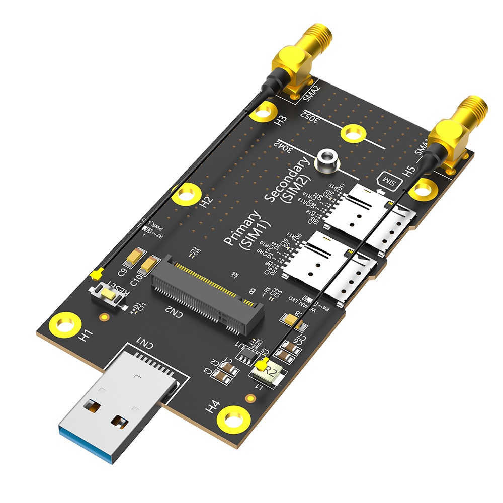 NGFF(M.2) to USB 3.0 Adapter with Dual NANO SIM Card Slot for 3G/4G/5G Module