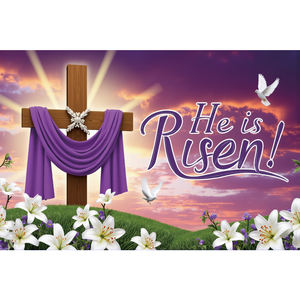 Fondo de fotografía de la resurrección de Jesús, decoraciones para el día de Pascua, pancarta personalizable para fiestas de primavera - Product Image 1