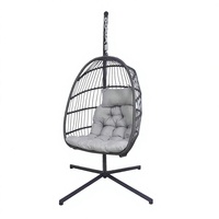 Fauteuil suspendu en rotin tressé, livraison directe usine, pour maison, bureau, jardin, terrasse extérieure, mobilier de jardin, chaises suspendues pliantes en forme d'œuf