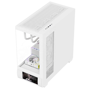 Ruix White HALO-X Pro <span class=keywords><strong>Micro</strong></span> <span class=keywords><strong>ATX</strong></span> Aluminium Gaming PC-Gehäuse mit LCD-Display 240/360 Wasserkühlung Bildschirm-Würfel - Product Image 2