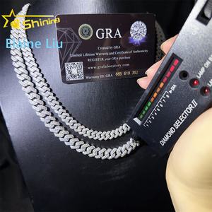 Collar de Cadena Eslabón Cubano de Miami de 8mm 10mm en Plata Esterlina <span class=keywords><strong>925</strong></span> con Diamantes Moissanita VVS Estilo Iced Out para Joyería Hip Hop - Product Image 5