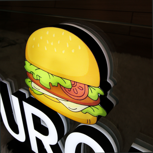 Insegna Luminosa LED Personalizzata a Forma di <span class=keywords><strong>Hamburger</strong></span>, Insegna 3D in Acrilico con Effetto Luce al Neon per Logo di Negozi, Bar e Centri Commerciali - Product Image 3