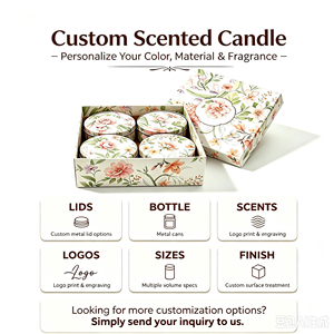Premium Floral Printed <b>Tin</b> Scented <b>Candle</b> Set of 4| Natural Soy Wax Aromatherapy <b>Candle</b> for Home Decor & Gift - Product Image 6