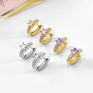 FOXI Factory manufacturer s925 silver earrings wholesale custom color cz 925 sterling silver hoop earrings for women