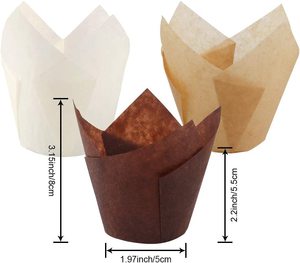 Lot de 50 moules à cupcakes en papier tulipe importés d'Europe pour fêtes, mariages et anniversaires - Product Image 2